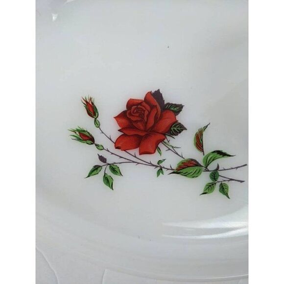 Vintage Federal Glass Snack plate Rosecrest, Red rose - Picture 7 of 8